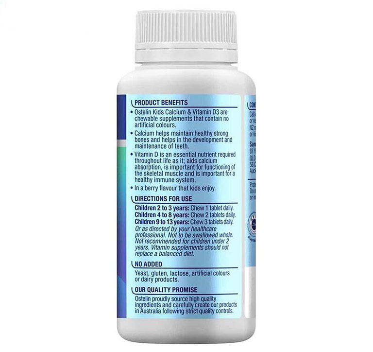 Thành phần Ostelin Calcium & vitamin D3