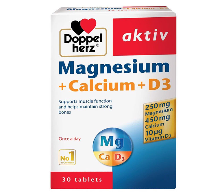 Doppelherz Aktiv Magnesium + Calcium + D3 bổ sung canxi cho bà bầu