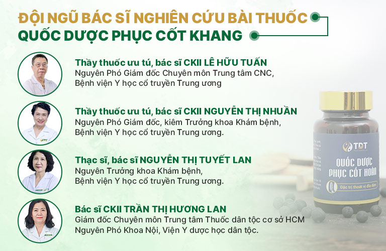 Đội ngũ chuyên gia, bác sĩ nghiên cứu bài thuốc Quốc dược Phục cốt khang